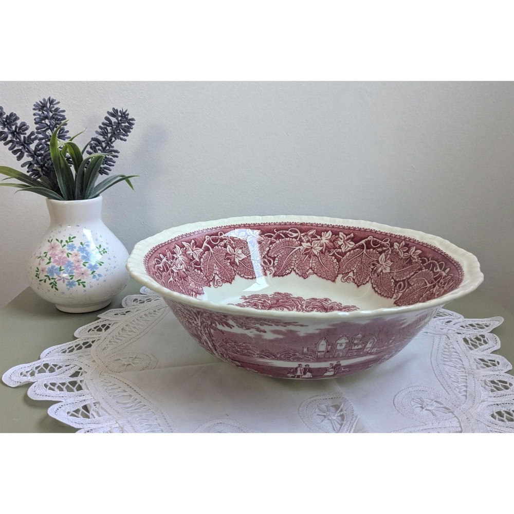 Mason's Vista Red Transferware Bowl – Vintage English Ironstone Serving Bowl